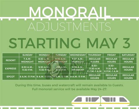 disney world monorail schedule.